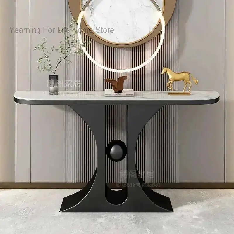 

Hallway Luxury Metal Entryway Corner Designer Table Glamor Console Tables Modern Marble Tavolo Quadrato Living Room Furniture