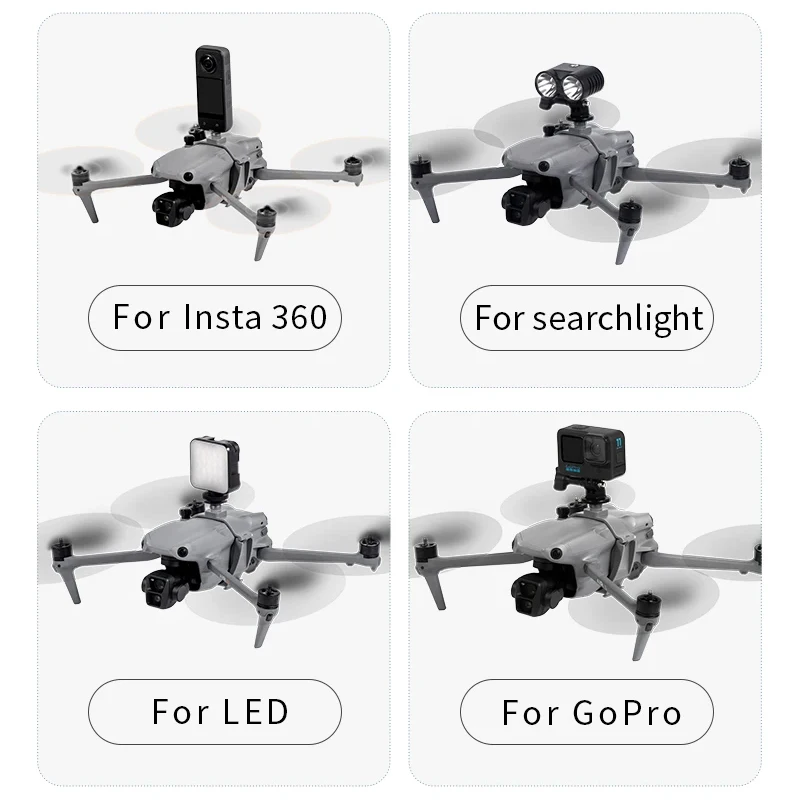 For DJI AIR 3 Drone Top Mount Bracket Multifonctionnel Expansion Holder Sports Cmera Fill-light Adapter Fixed Holder Accessories