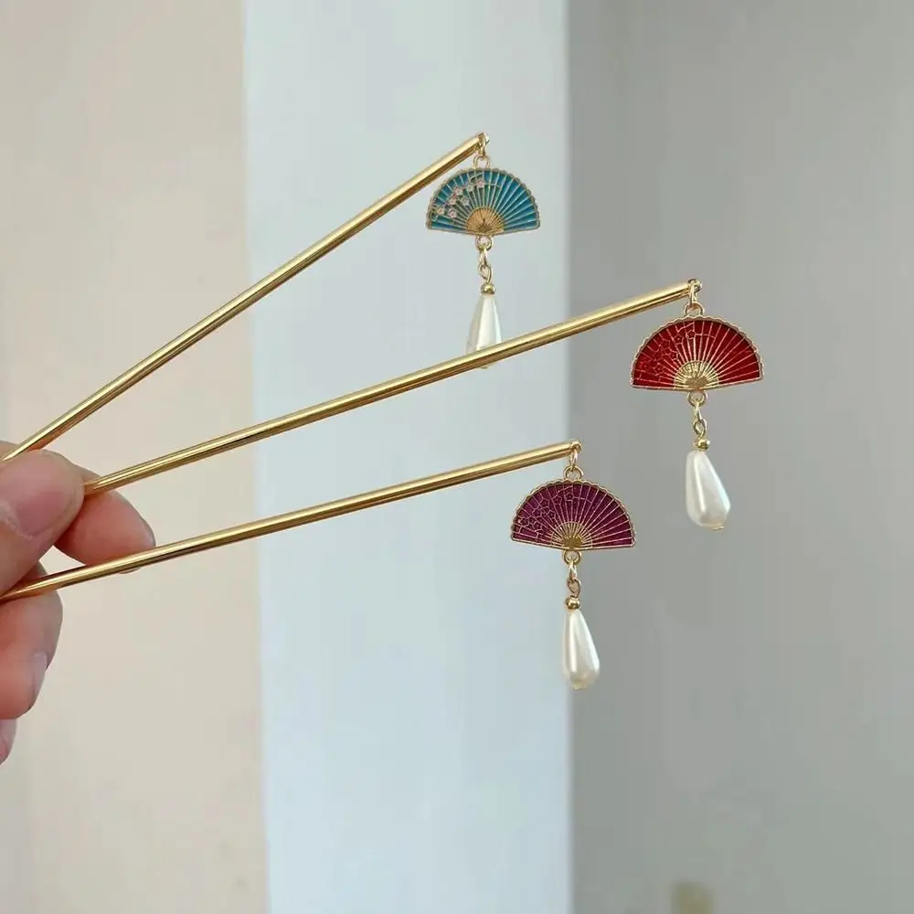 Accessories Tassel Cheongsam Ancient Headwear Chinese Style Headwear Ancient Style Hairpin Metal Hairpin Hanfu Fan Hair Sticks