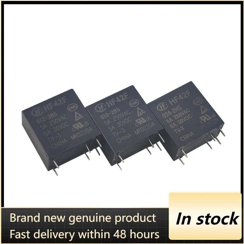 New 5pcs/lot HF42F -005 012 024 -2HS 5A 6Pin 250VAC 2 Form A Relay 5V 12V 24V DC FTR-F4AK024T F4AK024T HF42F-024-2HS
