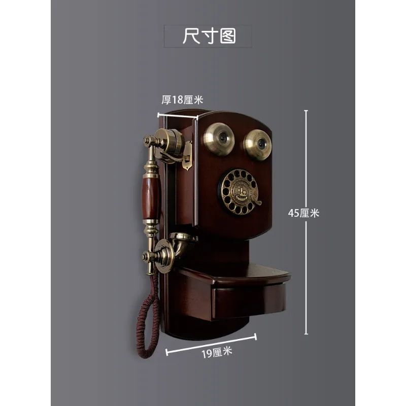Retro European Antique Telephone, Wireless Card Insert Landline, Vintage Wall Phone for Living Room Decor