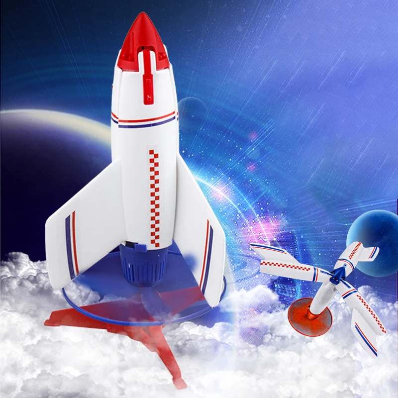 Kids Outdoor Sports Launch Rocket Toys with Led Chargeable Flying Rotate Rocket Children Interactive Glow Toys Gifts for Boy