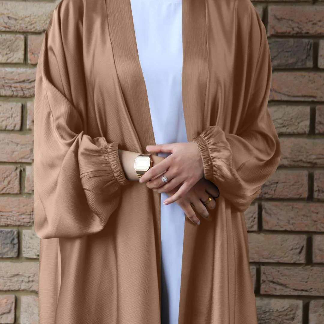 Abaya Dubai Moslim Damesmode Vest Jurk Arabische Netto Kleur Bezaaid Moo Chiffon Elegant Temperament Vest Gewaad