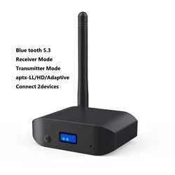 Eppfun Bluetooth 5.3 odbiornik Audio nadajnik z adapterem aptX HD/LL/adaptacyjny bezprzewodowy stereofoniczny odtwarzacz muzyczny Aux z antenami