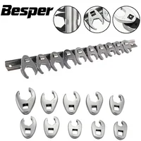 Juego de llaves de pie de afgano con accionamiento de 10 piezas de 3/8 pulgadas, kit de herramientas de llave de tuerca métrica de 10-22 mm, juego de llaves de extremo abierto