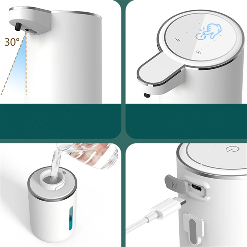 380ML Automatic Sensor Foam Machine USB Recharge Smart Inductive Hand Washing Machine Touchless Infrared Sensor Liquid Dispenser