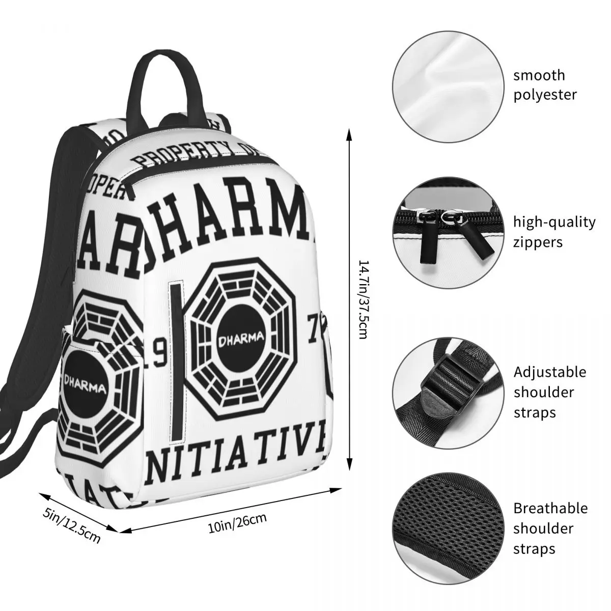 Dharma Initiative (3) Backpack Student BookBag Boys Girls School Bag Laptop Shoulder Bags Men Women