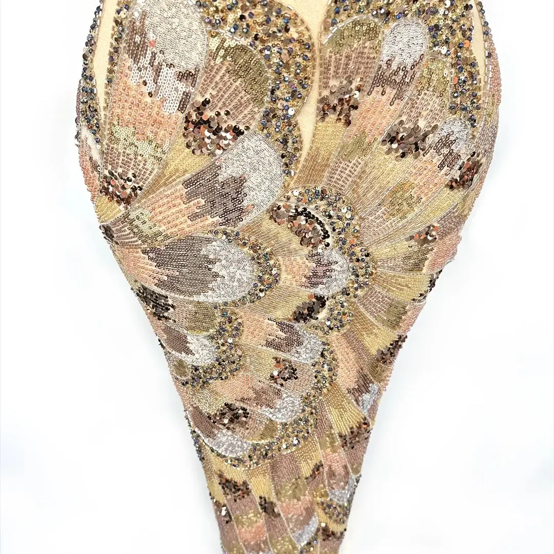 

French Handmade Tulle Beaded Sequin Lace Fabric High Quality Luxury French Mesh Lace Fabric Party Wedding Women's Deress