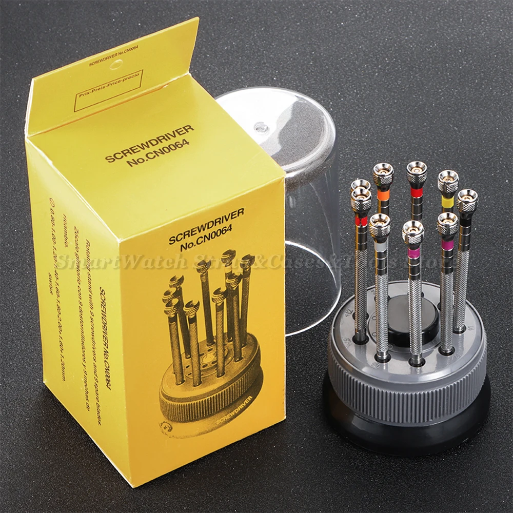 

9pcs Precision Screwdrivers Set Watch Repair Tool with Rotating Base Stainless Steel Screwdriver for Watch and Glasses Repair