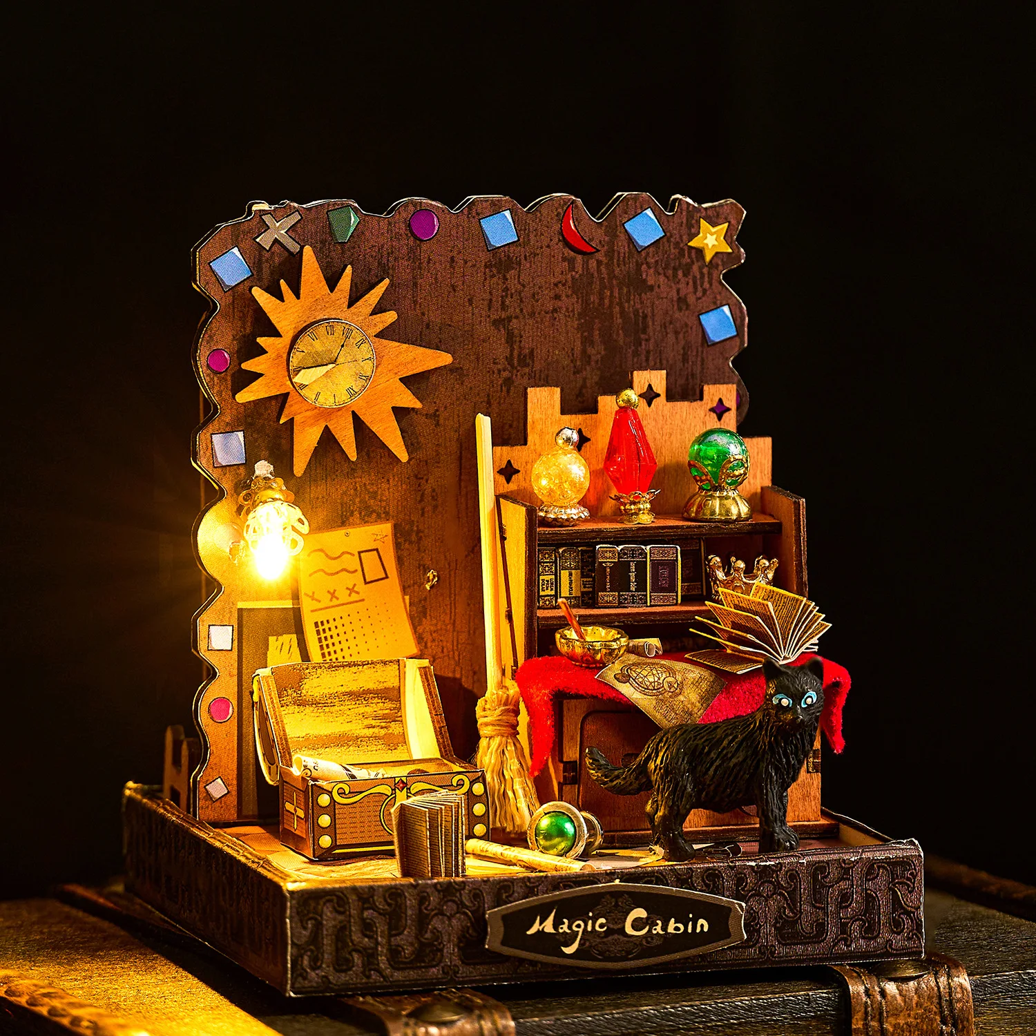 

2025 Hot DIY Magic Cabin Miniature Model Kit - Vintage Lighted Handmade Dollhouse Assembled Decor Toy Creative Birthday Gift