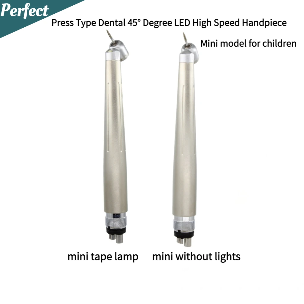 Press Type Dental 45°Degree LED High Speed Handpiece Standard No Lights/with Lights MAX45° Type 4/2holes Mini Model for Children