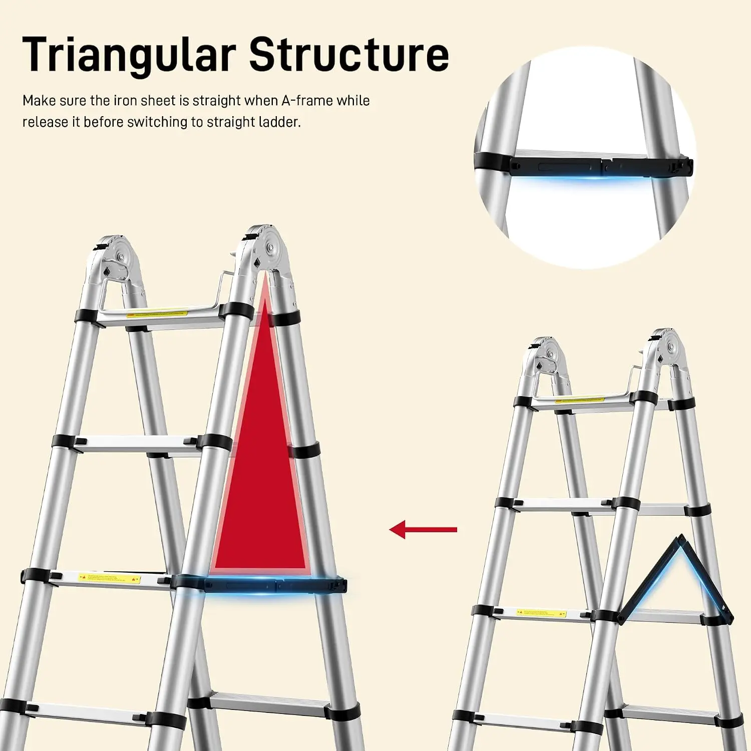 3.5M Aluminum Telescopic Folding Step Ladders 150kg Load Capacity 9 Steps Minimalist Design Customizable Length Household Manual