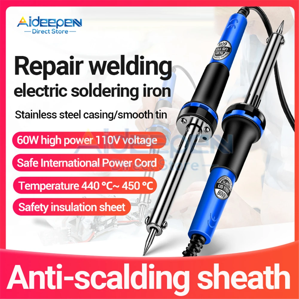 60W Portable Electric Soldering Iron Welding Irons Temperature No Adjustable 220V 110V Welding Rework Station Soldering Tips