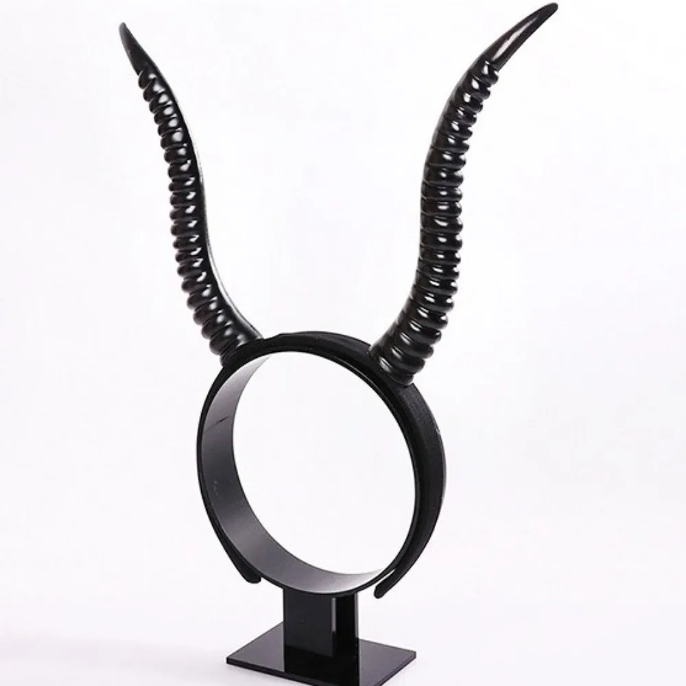 Portable Black Antelope Horn Headpiece Demon Devil Queen Devil Horn Headpiece Witch Headdress Gothic Headwear Cosplay Events