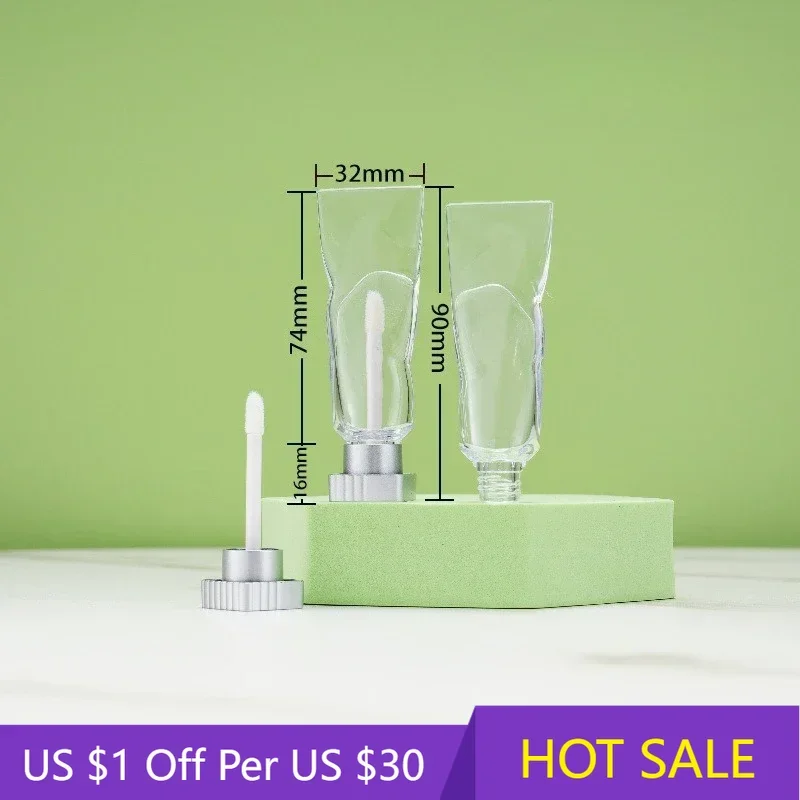 

50Pcs Refillable Unique Plastic Black Ice Cube Lipstick Packaging Toothpaste Shape Lip Gloss Container Tubes with Applicator 4ml