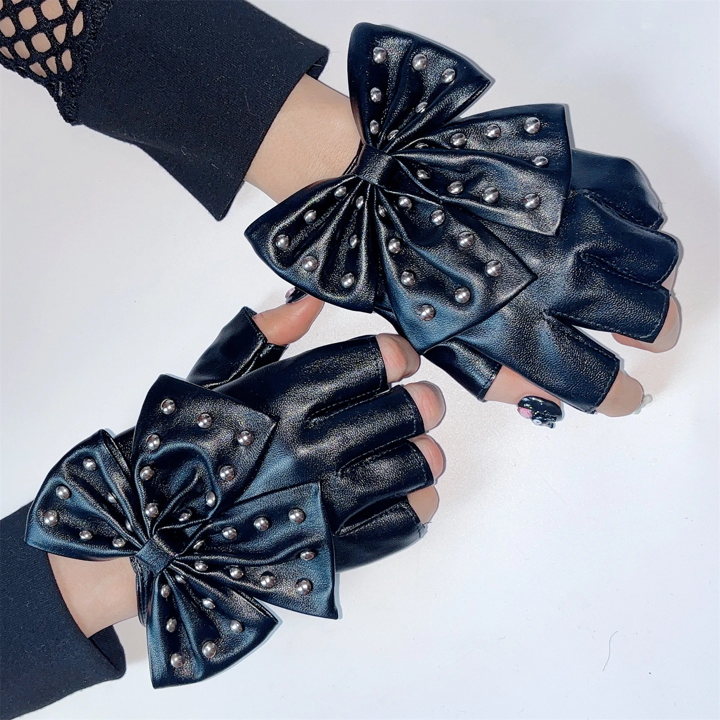 

Перчатки из искусственной кожи в стиле Y2K, для танцев, в стиле Yabi Culture, панк-мода, универсальные, европейско-американские, с открытыми пальцами