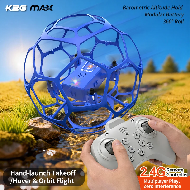 

K26 MAX 2,4G RC Гоночный футбольный дрон 3D Полная защита Давление Высота Бесщеточный пульт дистанционного управления Квадрокоптер для детей Adultt