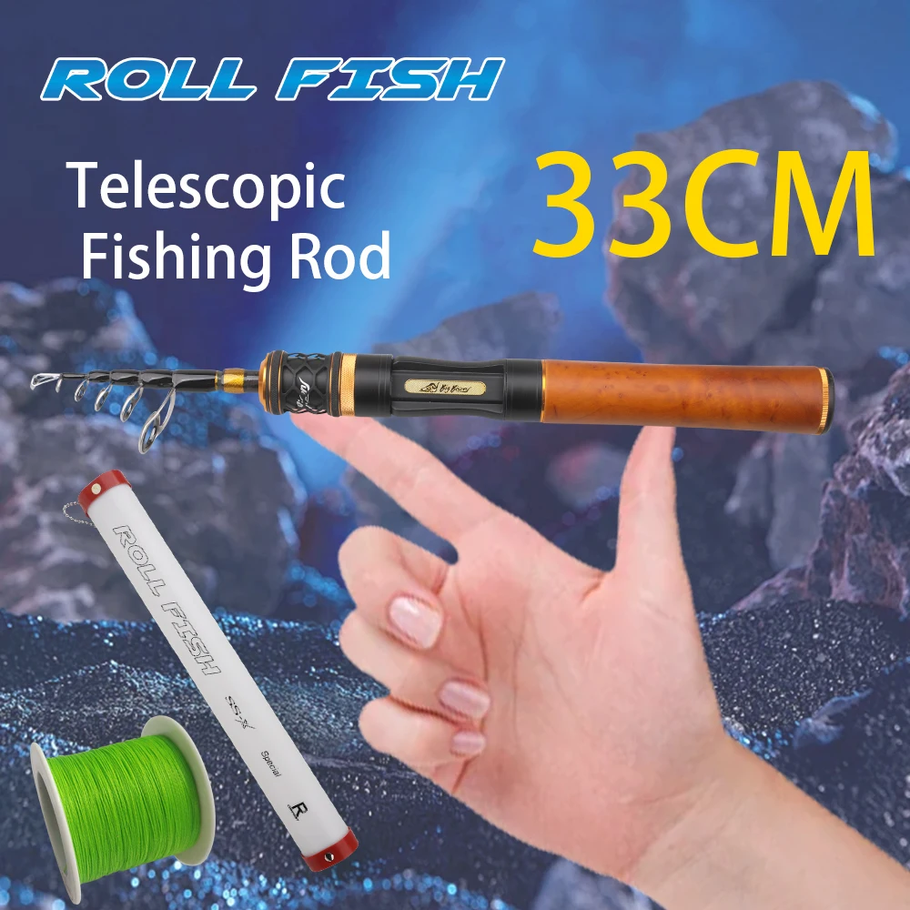 

ROLLFISH Ultralight UL Telescopic Trout Spinning Casting Fishing Rod Travel Fishing Rod with Fuji Guides Free 100M PE Line