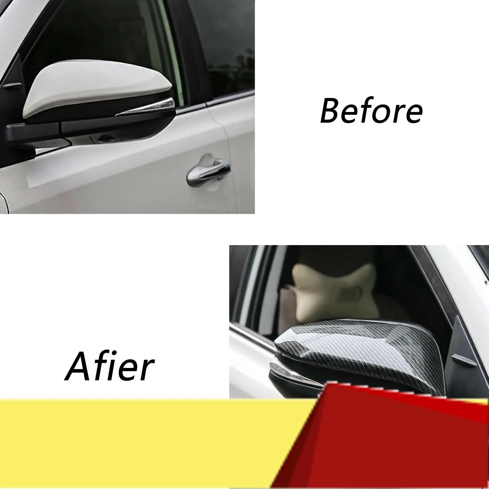 

Carbon Fiber Side Rear View Mirror Cover Cap Decor Trim For Toyota Hilux Revo Vigo Fortuner Highlander RAV4 Innova-M53K