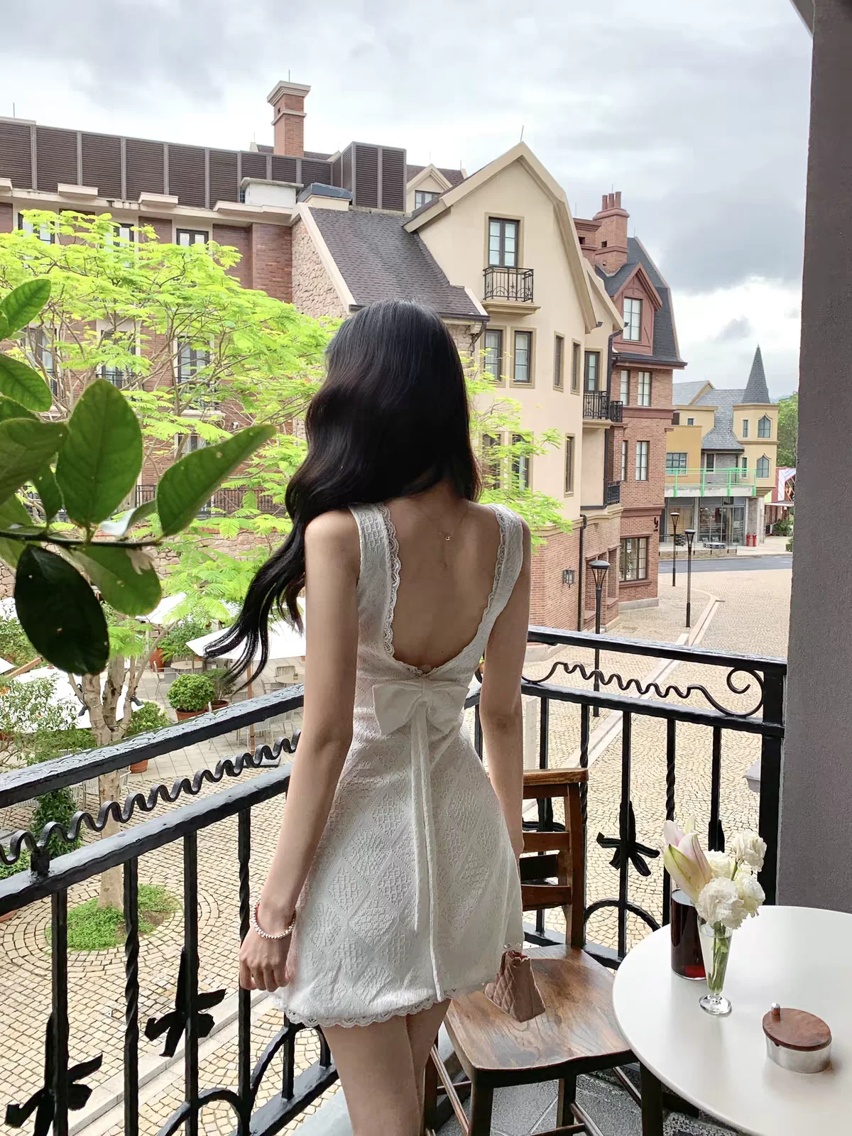 

White Bow Lace Strap Dress for Women Summer 2026 New Design Sexy Backless Bodycon Ultra Mini Dress Sexy Slim Women Clothes