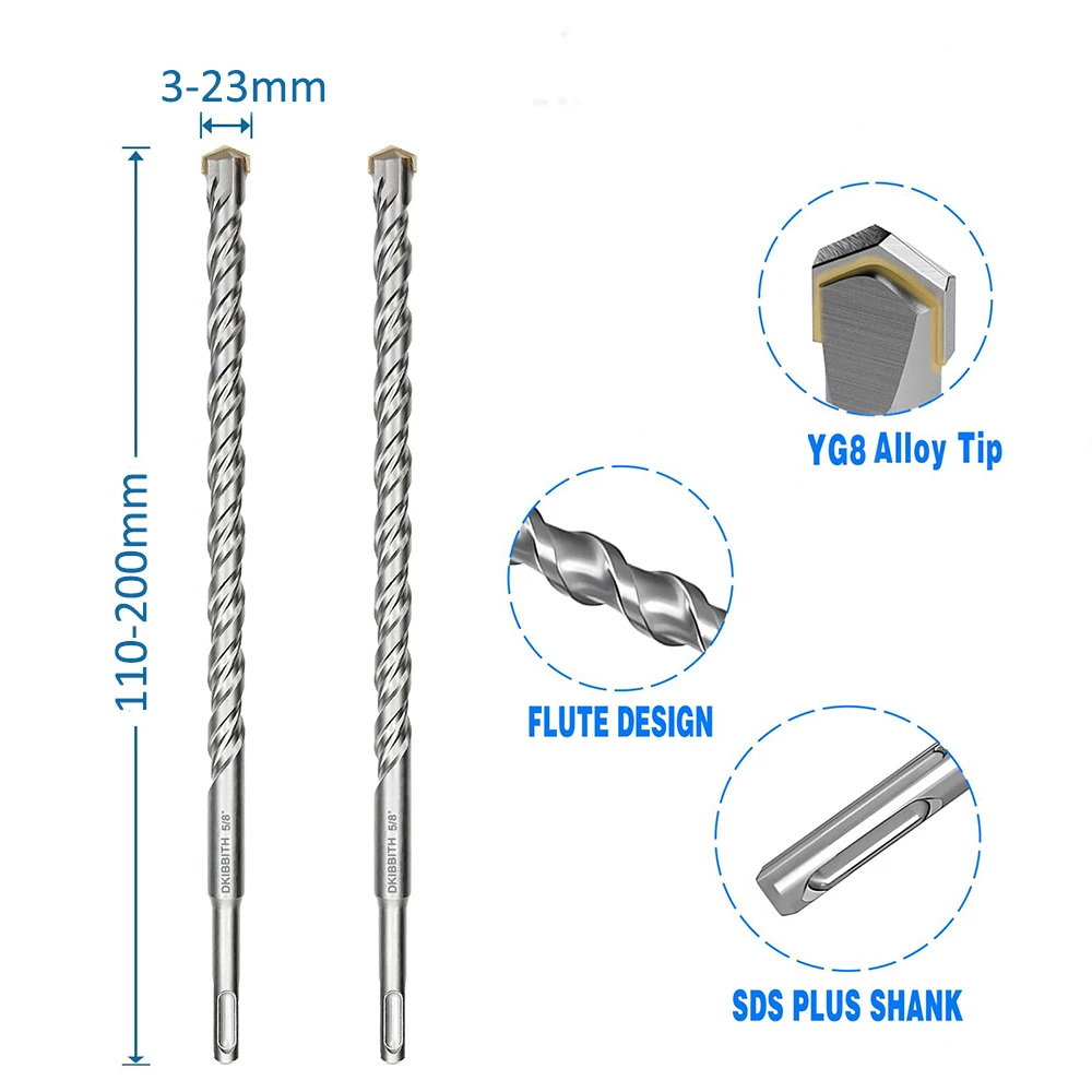 Punta da trapano SDS Plus 4MM 6MM 8MM 10MM 15MM 23MM Blocco di mattoni da parete Punte da trapano a percussione elettriche Accessori per utensili per trapano elicoidale antiscivolo