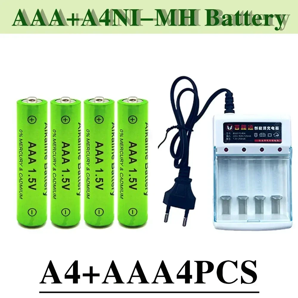 2024-100% New 3800mAh AAA Alkaline Battery AAA Rechargeable Battery for Remote Control Toy Batery Smoke Alarm with Charger