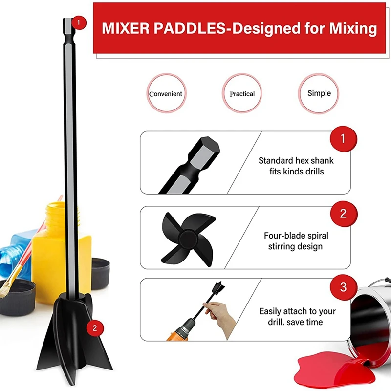 Epoxy Mixer Attachment For Drill, Reusable Paint And Resin Mixer Paddle To Mix Epoxy Resin, Paint, Ceramic Glaze