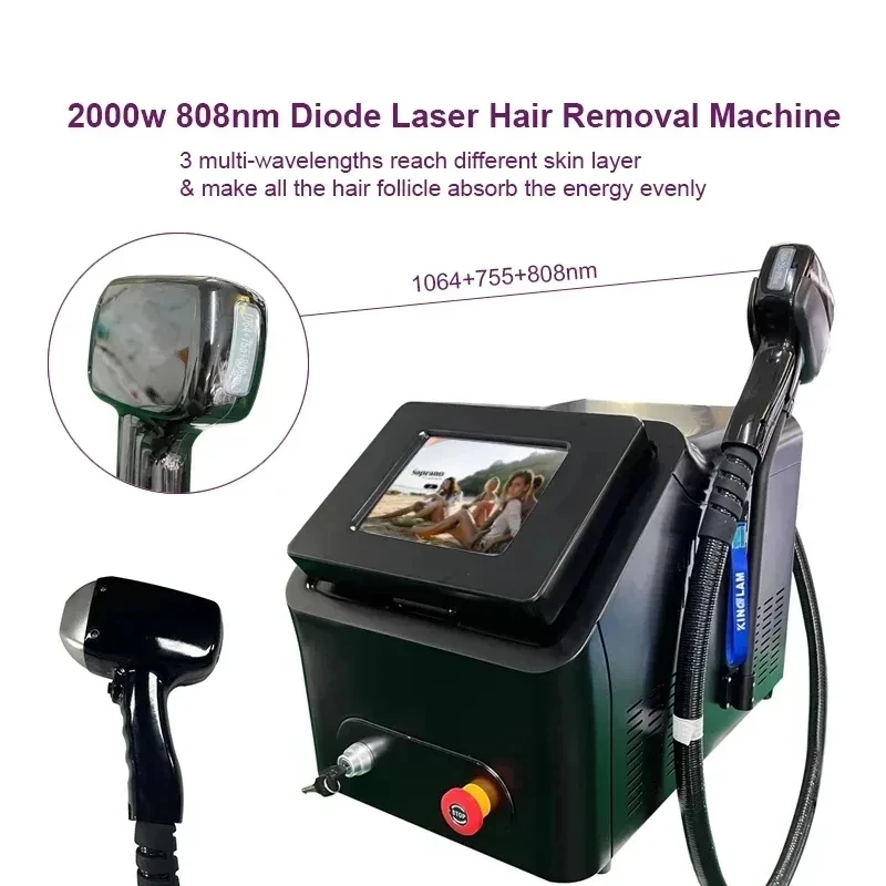 2024 808 diode laser hair removal 3 wavelength 755 nm 808 nm 1064 nm diode permanent laser hair removal