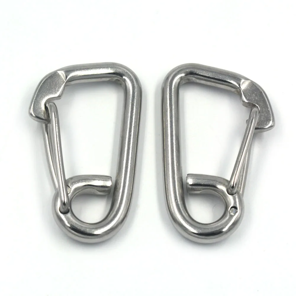 304 Stainless Steel Safety Mountaineering Buckle M6x60MM Carabiner Snap Hook Link Spring Clasps Pcak of 10