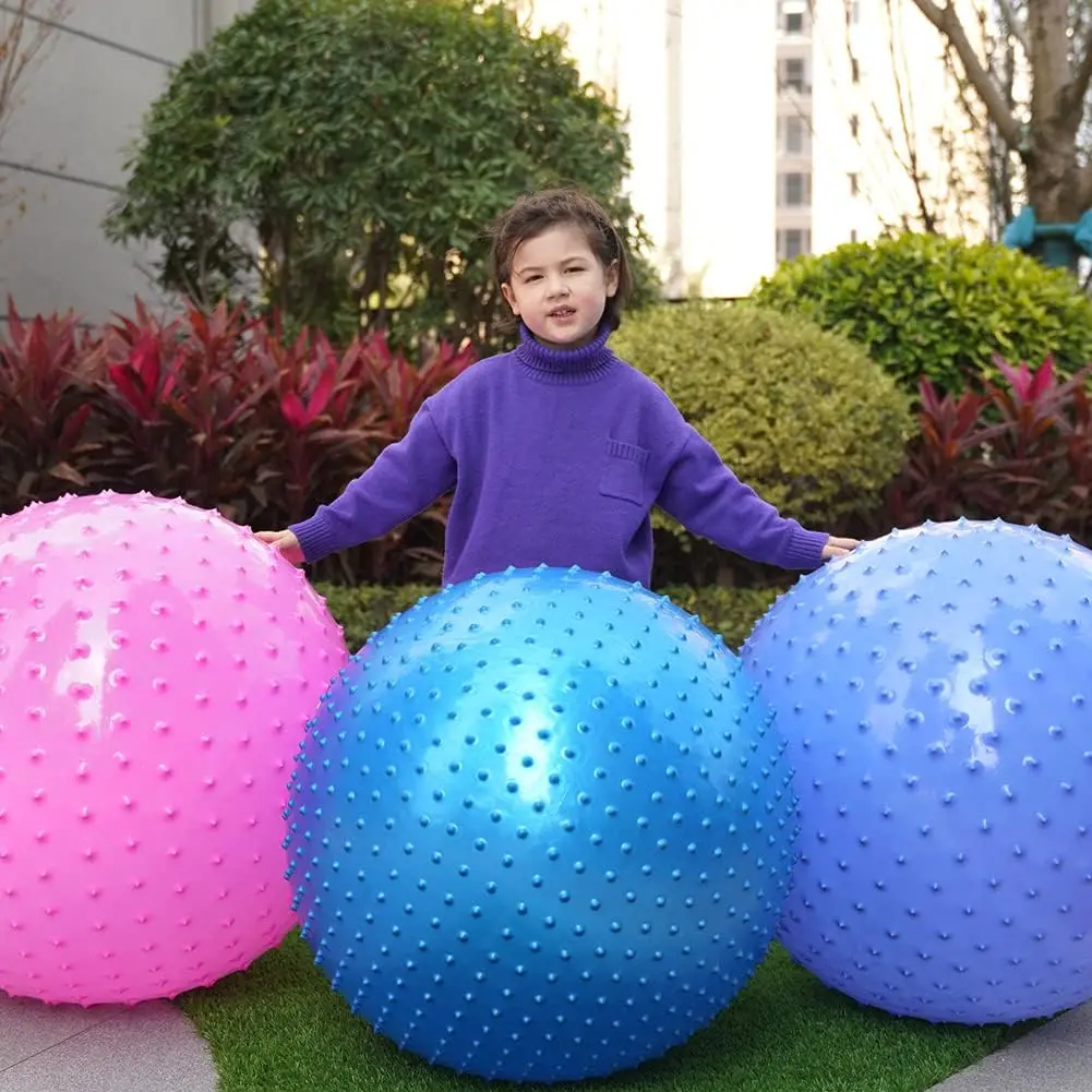 Large Sensory Massage Ball for Kids, 2-Pack 33.5 Inch (85 cm) Bouncy Exercise Balls for Toddlers, Big Inflatable Toys with Tactile Surface