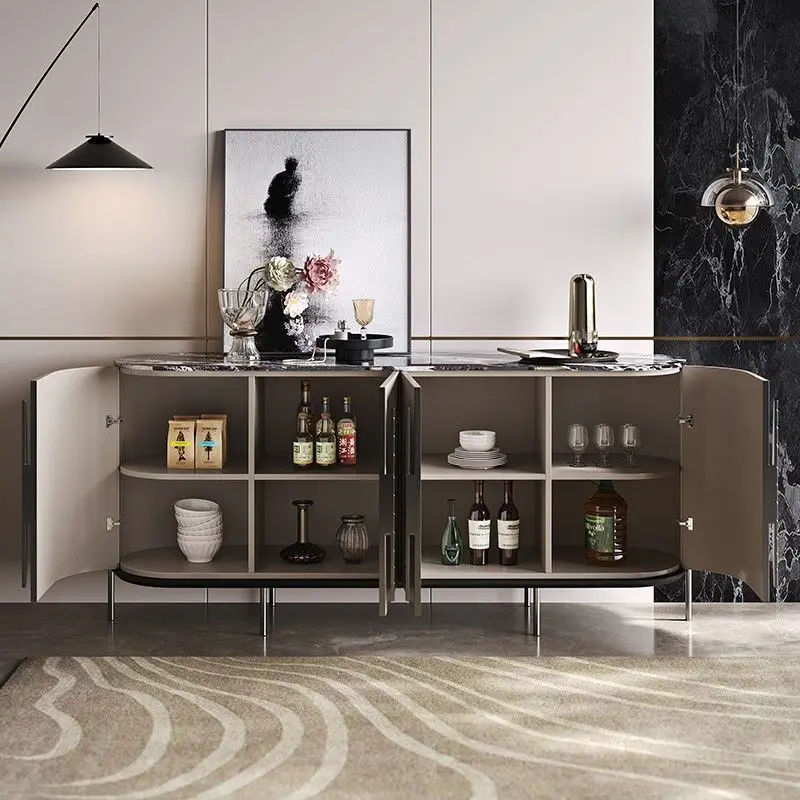 wood dining side cabinet modern simple living room marble tea cabinet dining room partition storage cabinet
