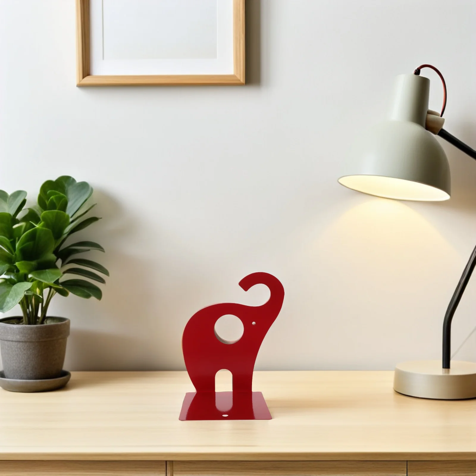 

Cute Elephant Bookends For Shelves Metal Desktop Organizer Heavy Duty Book Holder Non-Skid Magazine Support Shelf Decor