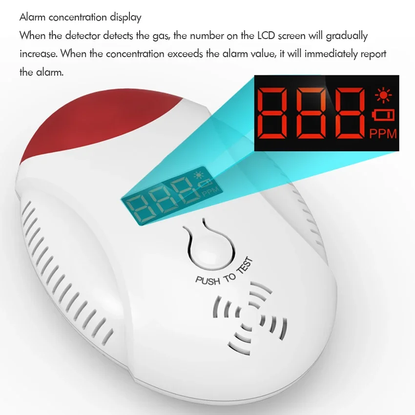 Detector de monóxido de carbono, alarma de CO con pantalla Digital LCD de 120dB, funciona con pilas, para viajes, hogar, dormitorio y cocina