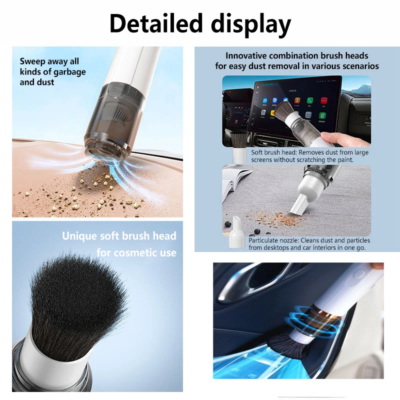 Lenovo Portable Handheld Vacuum Cleaner 3-in-1 Suction/Blow/Water Absorption Strong Suction for Car Coffee Powder Desktop Clean