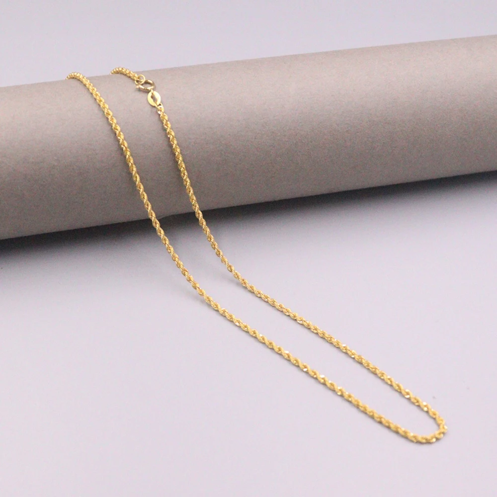 Real 18K Yellow Gold Women's Necklace Twist Rope Chain Link 17.7