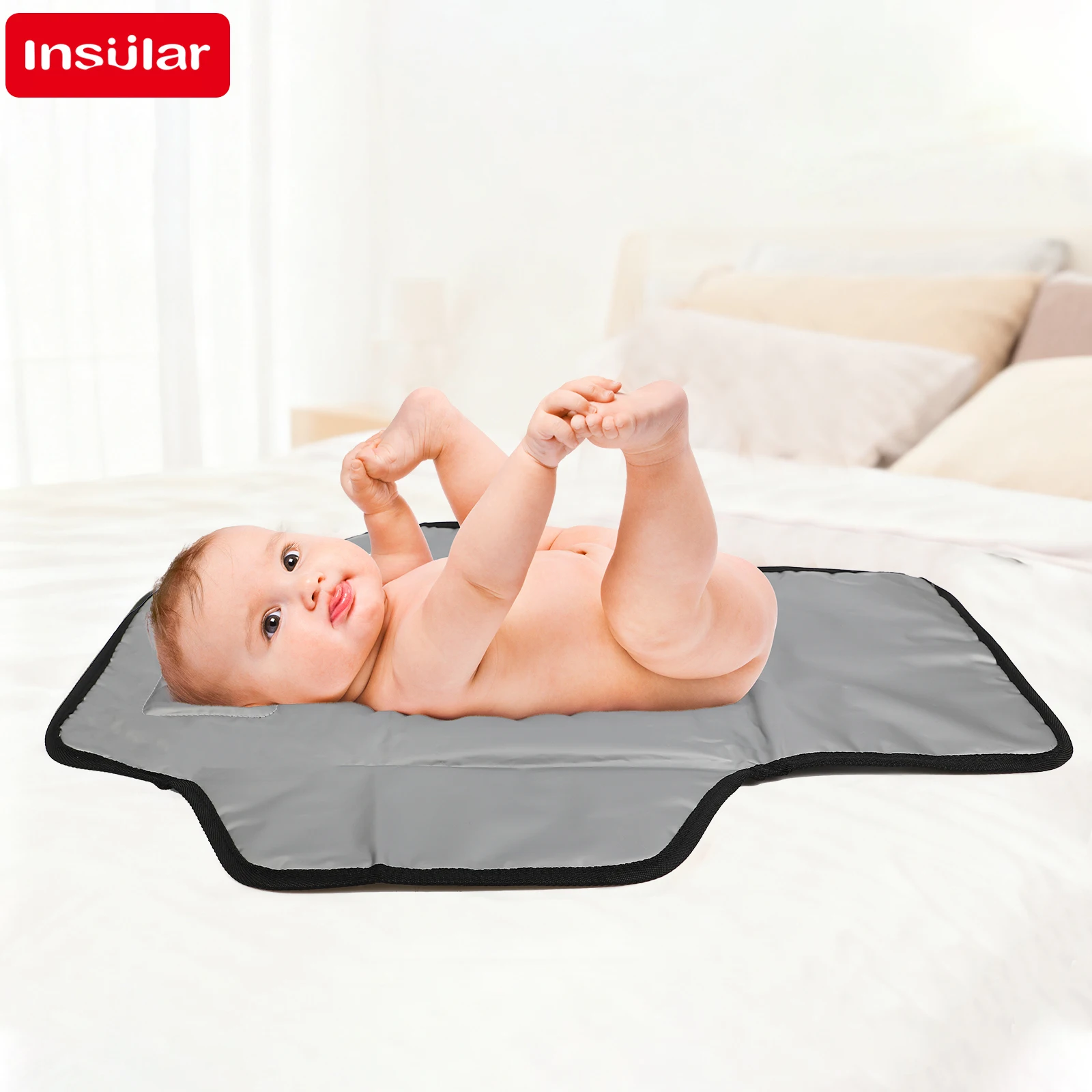 Insular Changing Diaper Pad Travel Multifunctional Waterproof Cushion Easy to Storage Portable Diaper Mat Foldable 0-2Y