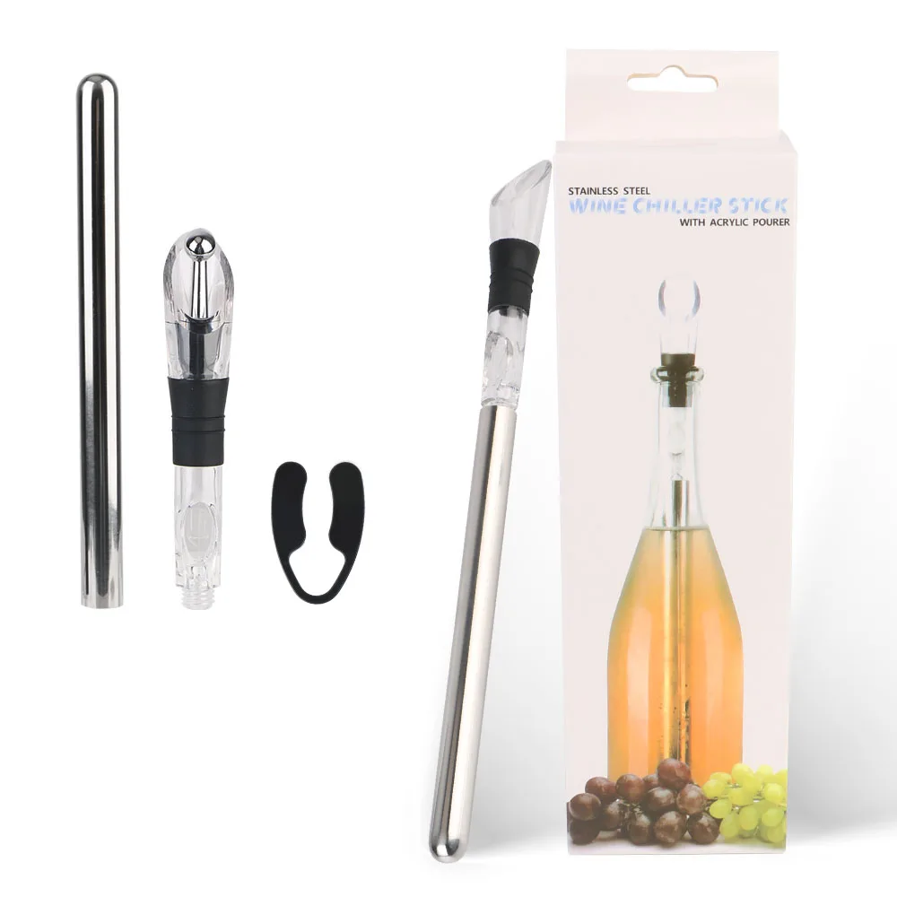 4 in 1 Bier Chiller Stick Rvs Frozen Stick Wijnkoeling Met Wijn Schenker + Stopper + Cutter Ijs wijn Koeler - afbeelding 2