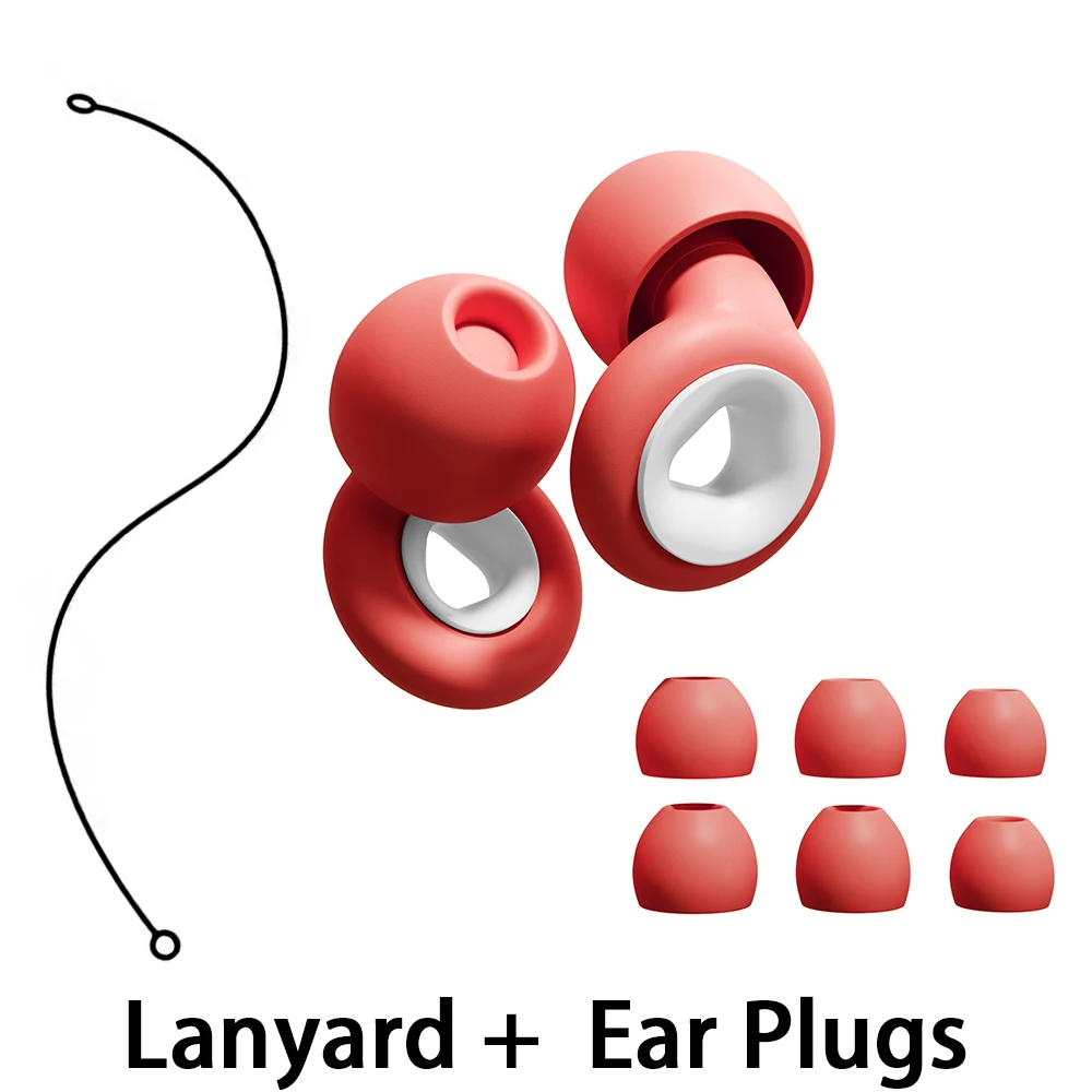 Silicone Ear Plugs with Lanyard for Noise Reduction Swimming Sleeping Motorbike Quiet Ear Buds for Comfortable Wear