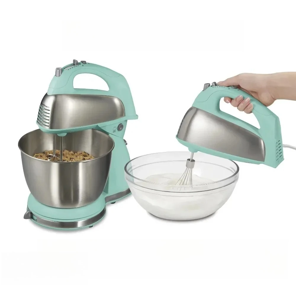 

ez Classic Stand and Hand Mixer, 4 Quart Stainless Steel Bowl, 6 Speeds with Quick Burst, Blue, Blenders, Household