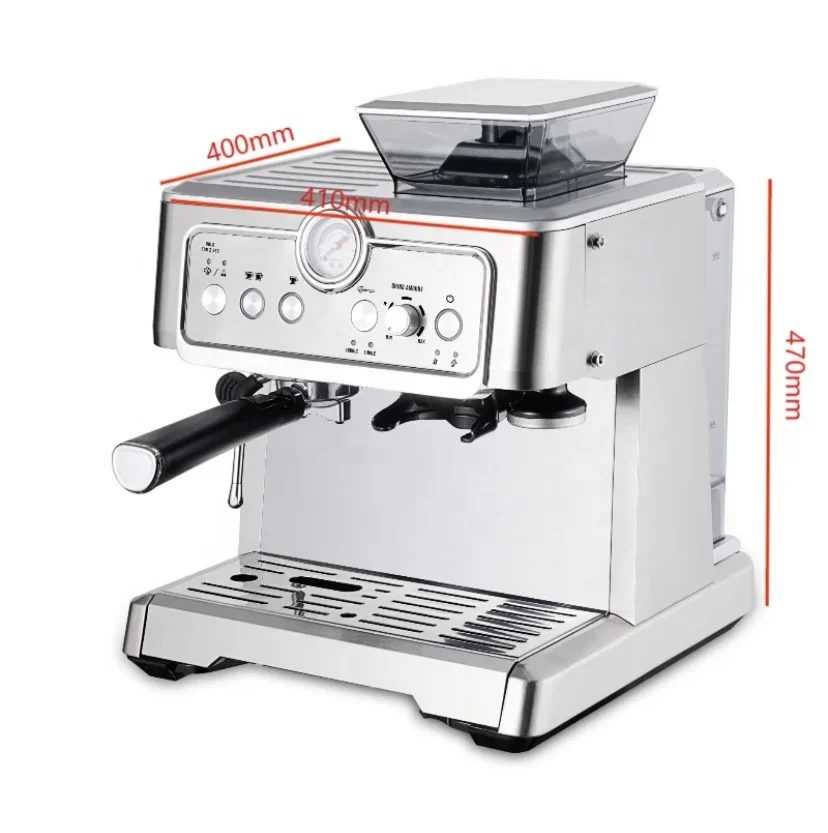 Professional Espresso Coffee Machine with Grinder Barista Coffee Maker with Milk Frother Steam  Cappuccino Latte Machine