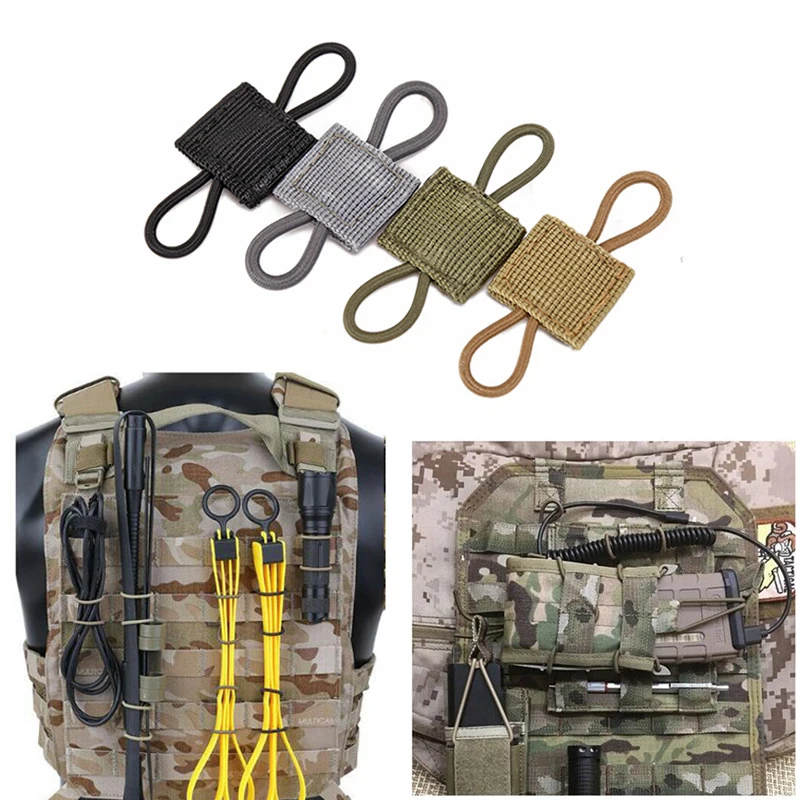 4PCS/Set Tactical MOLLE Elastic Ribbon Buckle Binding Retainer for PTT Antenna Stick Pipe Rope Webbing Buckle Holder Clip