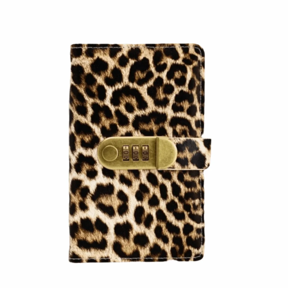 

Leopard print Cash Budget Planner Pockets Password Lock Large Capacity Encrypted Money Book Portable Transparent Compartment