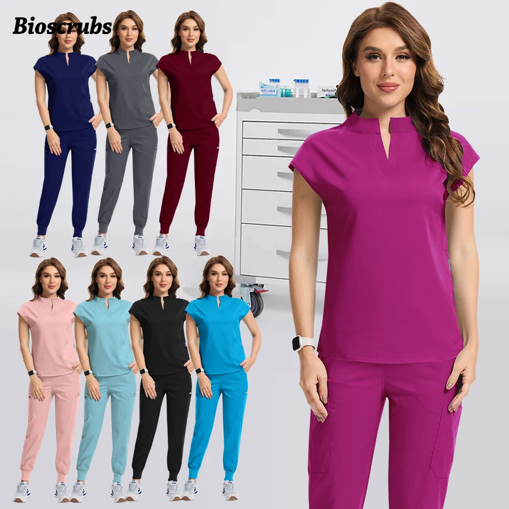 High Quality Women Beauty Costume Multicolor Spa Work Clothes Medical Nurse Scrub Set Hospital Surgical Uniform Dentist Overalls