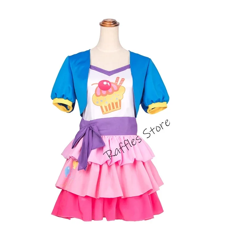 Disfraz de Cosplay humano My Girls Women Little Pony Pinkie Pie, disfraz de Carnaval de Halloween rosa para mujer, talla personalizada para niños