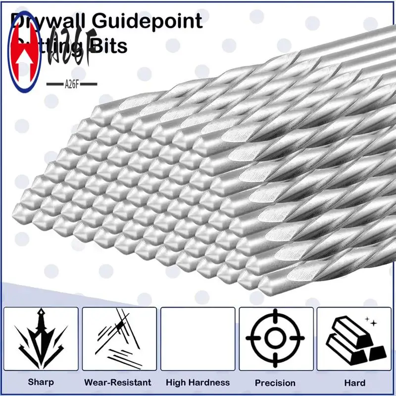 

A26F-50Pcs Drywall Bit Drywall Guide Point Cutting Bits Diameter ,1/8 Inch Titanium Nitride Drill Bits,Drywall Tools