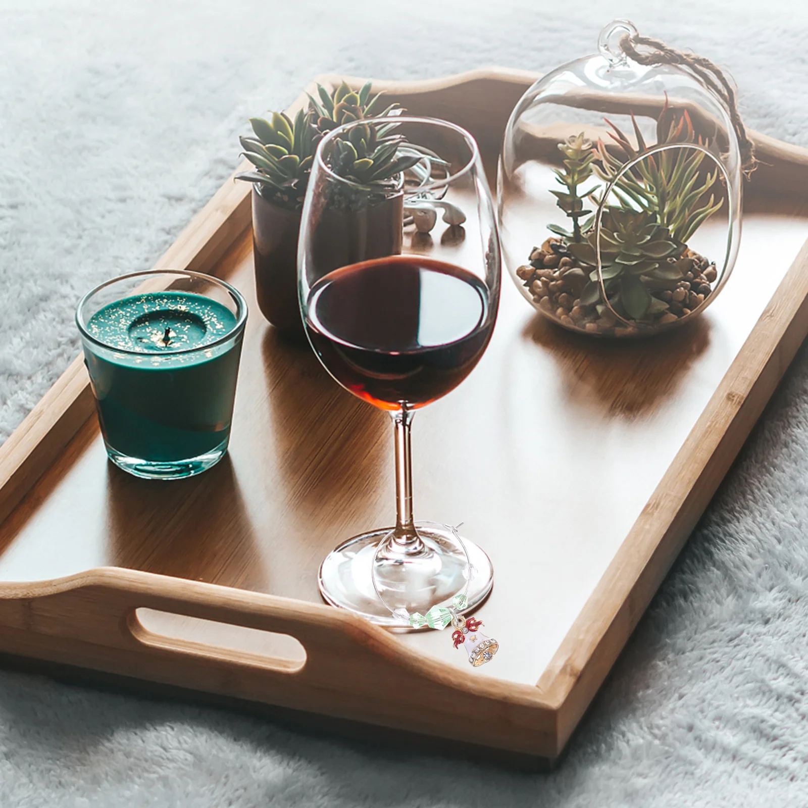 

6Pcs Wine Glass Rings Stylish Colorfast Reusable Alloy Identifiers Fine Craftsmanship Exquisite Details Festive Pendants