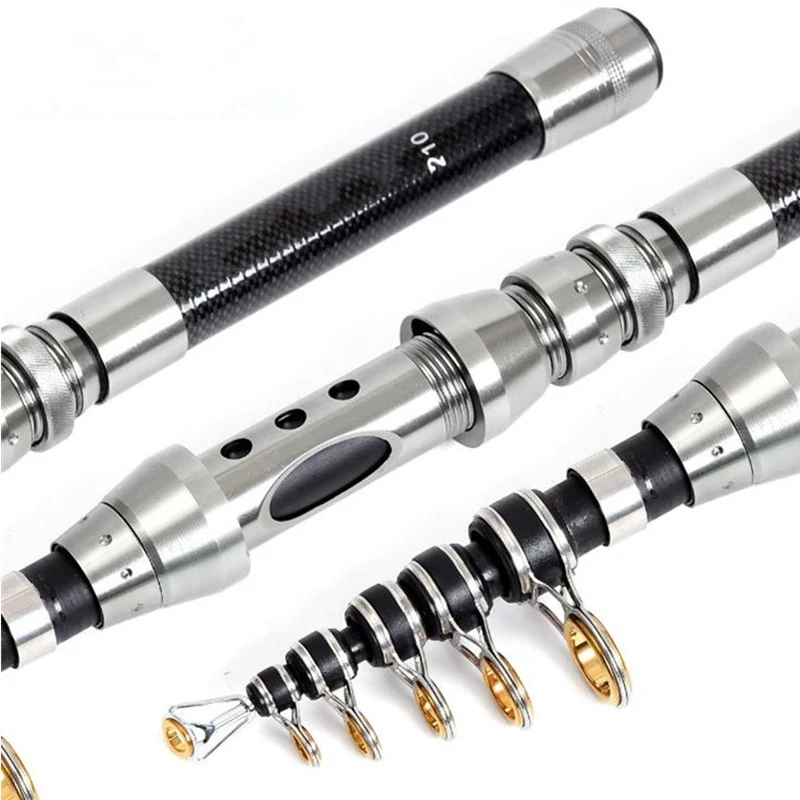2025 venda quente portátil fundição longa 4.9ft a 8.9ft comprimento varas de pesca telescópica de fibra de carbono para água salgada