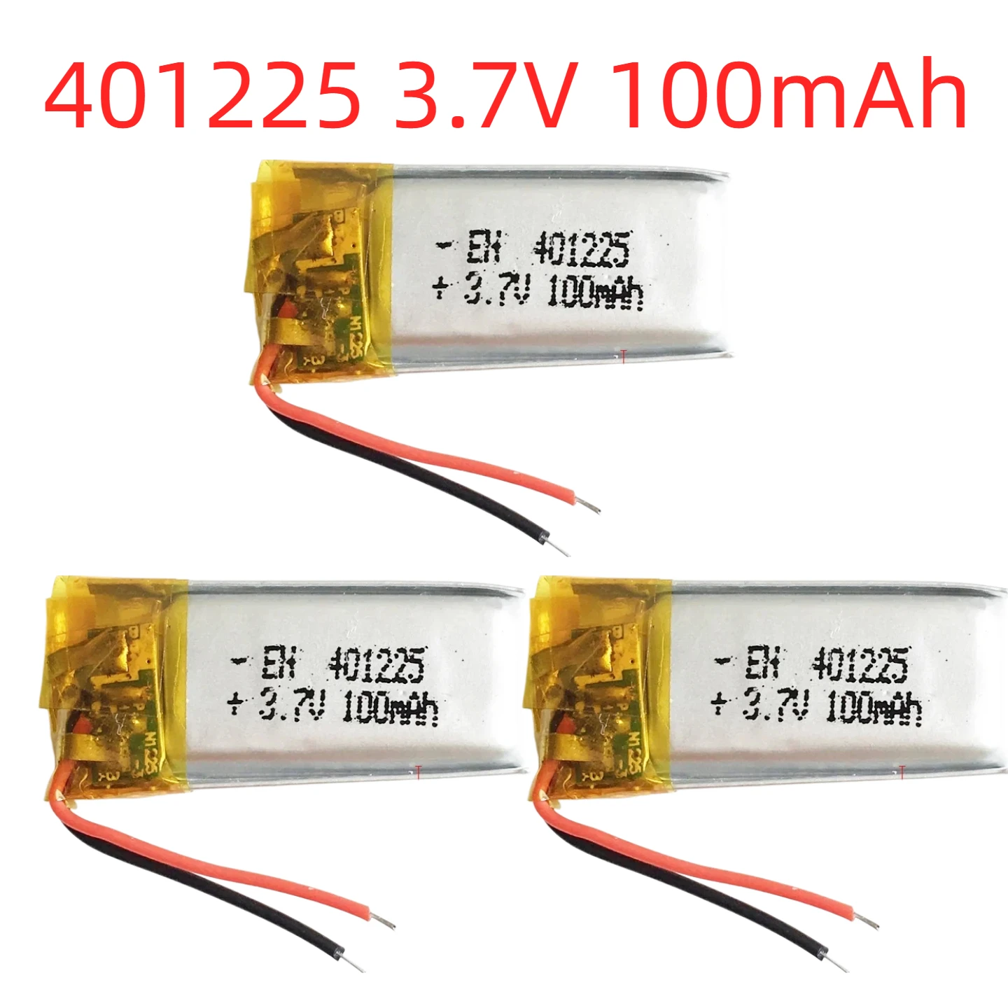 401225 Li-polymer Battery 3.7V 100mAh Rechargeable Lipo Cell for Mini Bluetooth Headphone Headset Smart Watch Audio Recorder