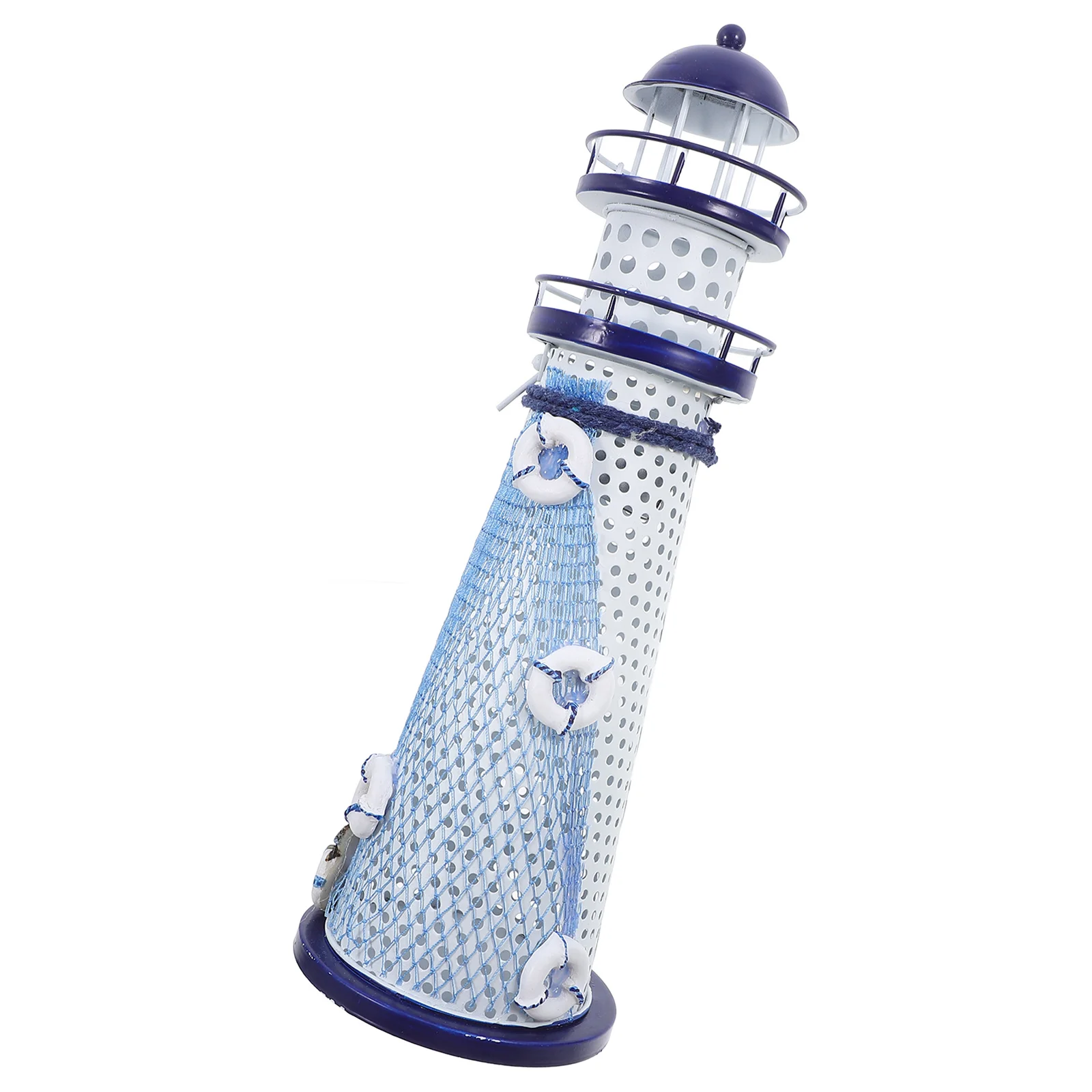 

1pc Iron Holder Mediterranean Style Lighthouse Design Tall Decorative Candlestick For Home Party Table Centerpiece