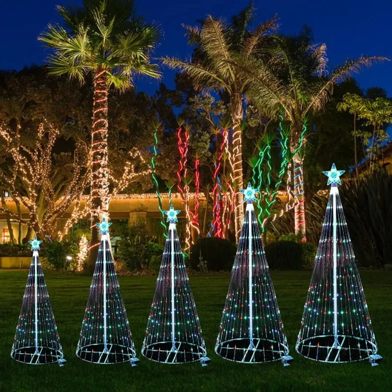 1.5/2m Controlchristmas Light NEW LED Christmas Tree Indoor Outdoor Decoration Metal Ring Led String Light Decorative Light